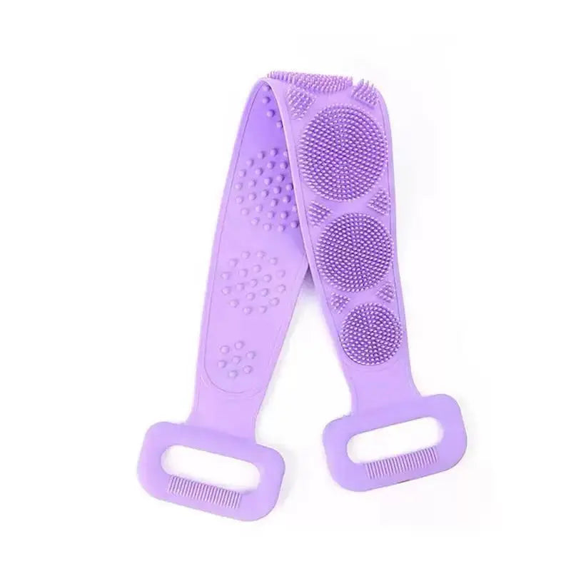 Double-Sided Silicone Back Scrubber, Flexible Exfoliating Shower Brush Strap, Back to School Essential