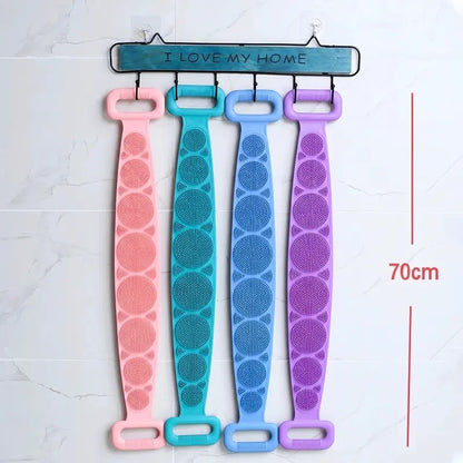Double-Sided Silicone Back Scrubber, Flexible Exfoliating Shower Brush Strap, Back to School Essential