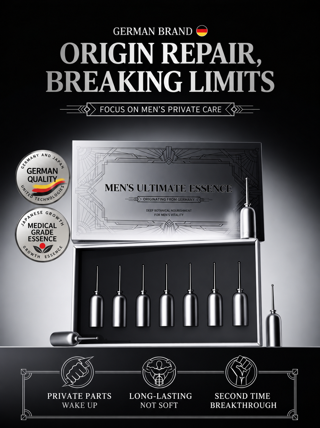 【Ultimate Power Formula】German-Japanese Dual Research Men's Premium Intimate Care Essence – Fast-Absorbing, High-Performance Formula for Elevated Confidence