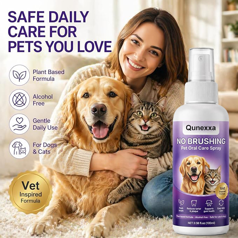 Pet oral care spray freshens breath and protects the mouth