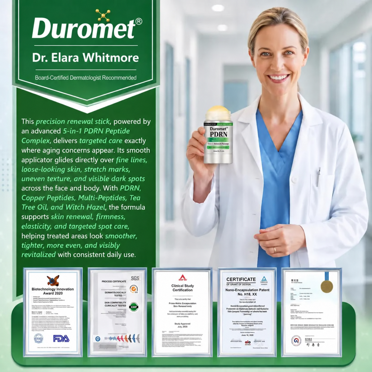 𝗗𝘂𝗿𝗼𝗺𝗲𝘁®𝑷𝑫𝑹𝑵 𝑨𝒏𝒕𝒊-𝑨𝒈𝒊𝒏𝒈 & 𝑻𝒂𝒓𝒈𝒆𝒕𝒆𝒅 𝑺𝒑𝒐𝒕 𝑪𝒂𝒓𝒆👨‍⚕️ Helps Smooth Wrinkles, Support Firmer-Looking Skin, and Improve the Appearance of Visible Spots in 7 Days ⏱️