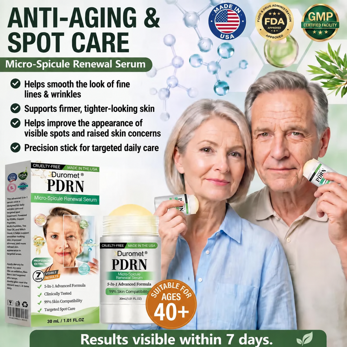 𝗗𝘂𝗿𝗼𝗺𝗲𝘁®𝑷𝑫𝑹𝑵 𝑨𝒏𝒕𝒊-𝑨𝒈𝒊𝒏𝒈 & 𝑻𝒂𝒓𝒈𝒆𝒕𝒆𝒅 𝑺𝒑𝒐𝒕 𝑪𝒂𝒓𝒆👨‍⚕️ Helps Smooth Wrinkles, Support Firmer-Looking Skin, and Improve the Appearance of Visible Spots in 7 Days ⏱️