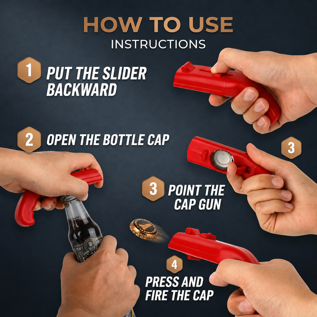 Creative Bottle Opener – Fun Cap Launcher for BBQ, Home Bar, Parties & Gifts for Him