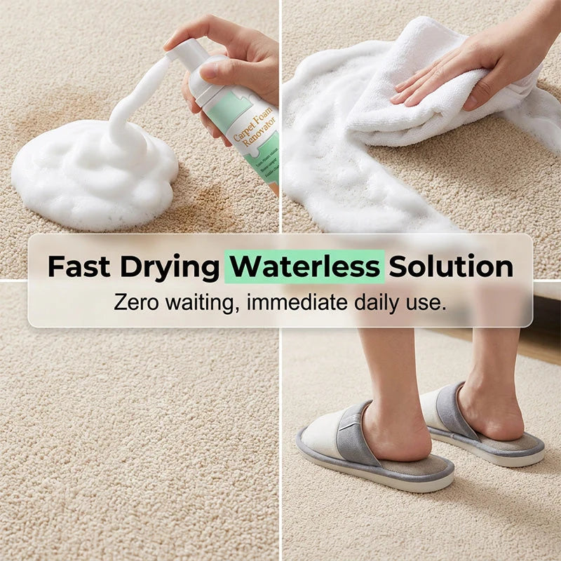Waterless Carpet Cleaning Foam Removes Tough Stains Fast With Towel